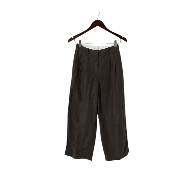 ARITZIA Wilfred The Effortless Linen Pleated Wide Leg Pants Trousers - Picture 4 of 9